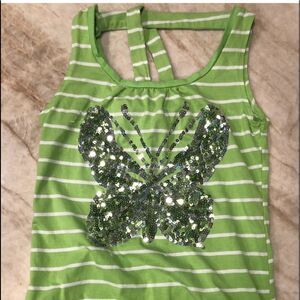 NWOT One Step Up Girls Tank Top Sequin Butterfly
